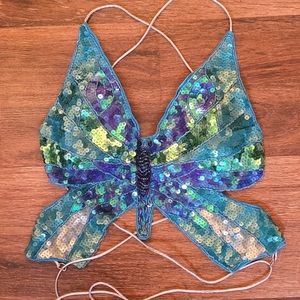 Butterfly Sequin Crop Top